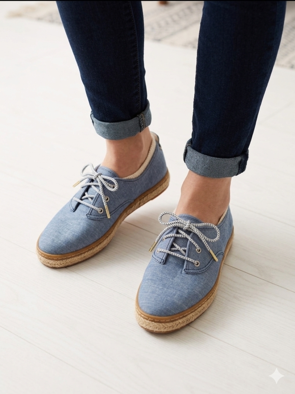 Cole Haan Chambray Lace-Up Espadrille in Light Blue
